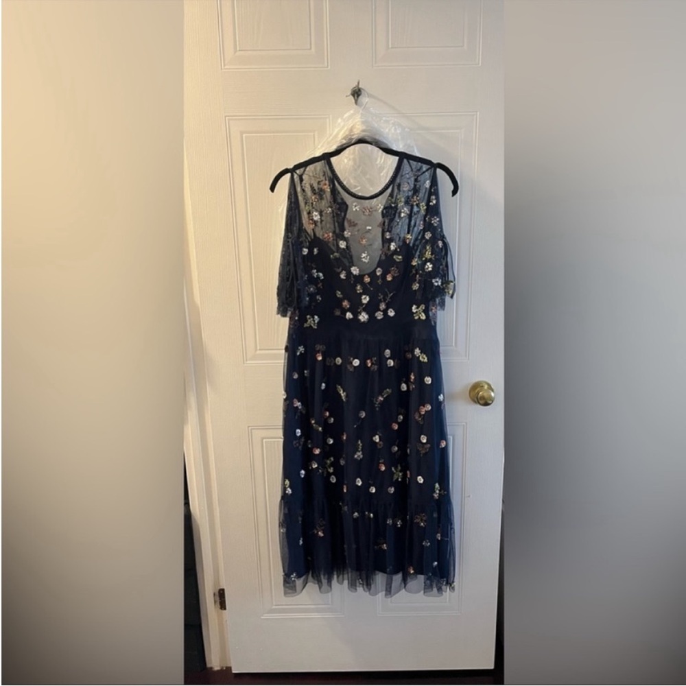 DEX OCCASIONS Embroidered Dress - Navy